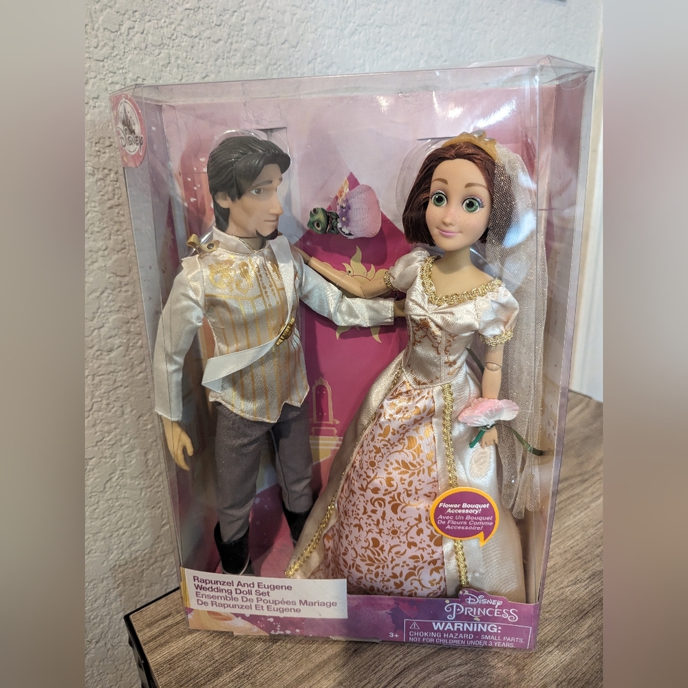Disney Store Princess Rapunzel and Eugene Wedding Doll 12in Set Tangled Flynn
